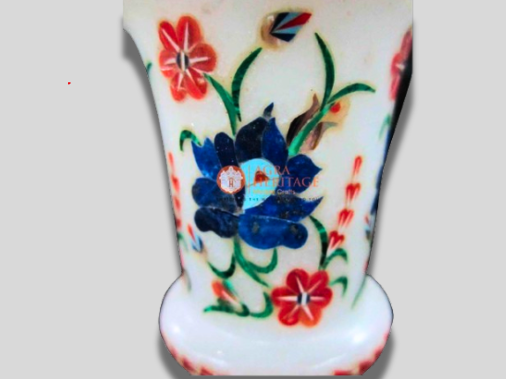 Decorative Marble Carnelian Multi Color Inlay Flower Vase